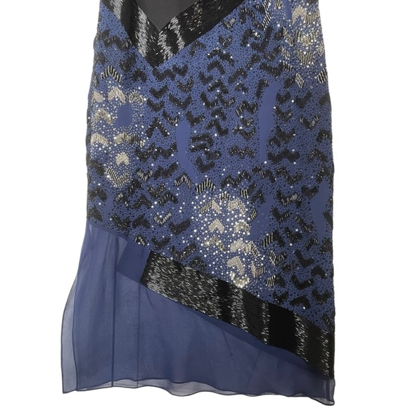 Prabal‎ Gurung Navy Silk Beaded Evening Cocktail Dress Size 6 quiet luxury - Picture 4 of 10